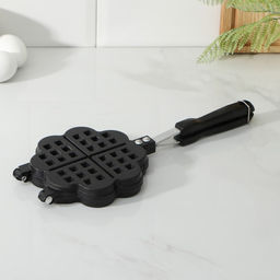 Сковорода вафельница Доляна Венские вафли, d=14 см, пластиковая ручка, чёрная