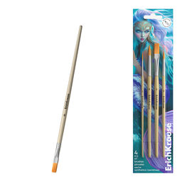 АКЦИЯ Цена за 12 шт. Кисти ErichKrause Aquamarine для акварели и гуаши, синтетика, 4 штуки (в блистере)