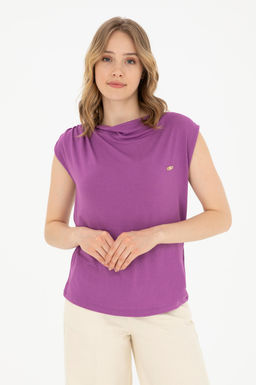 Женская фиолетовая футболка с круглым вырезом Неожиданная скидка в корзине