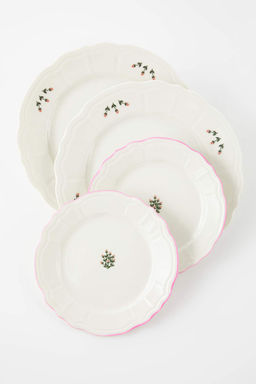 Trendyolmilla Home 2li Porselen Cicek Bask?l? Pasta Tabag? 20 cm & 2li Porselen Servis Tabag? 26 cm TPHSS25TBK00023  фото 3