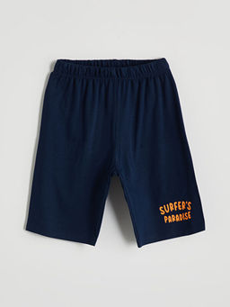 Beli Lastikli Yaz? Bask?l? Erkek ?ocuk Pijama ?ort