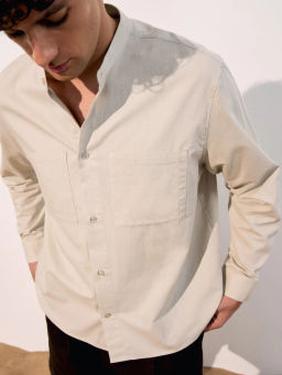 Рубашка с воротником-стойкой из льна ZR2605043011-61 / Zarina