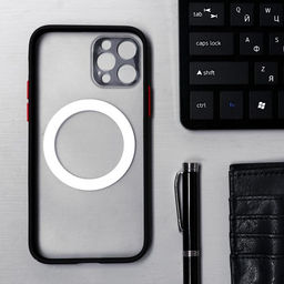 Чехол LuazON для iPhone 12 Pro, поддержка MagSafe, с окантовкой, пластиковый, черный - Luazon home фото 2