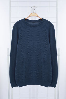 Indigo Regular Bisiklet Yaka Dokulu Triko Kazak TMNAW25KZ00037