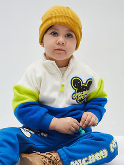 Dik Yaka Uzun Kollu Mickey Mouse Bask?l? Erkek Bebek Sweatshirt