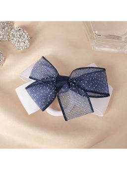 Цена за 6 шт. Бант для волос на резинке «Школьница», двойной, блеск, 7 см, сине-белый