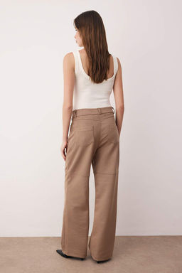 Vizon Yuksek Bel Dikis Detayl? Suet Pantolon TWOAW26PL00080 - Trendyolmilla фото 4