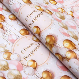 Цена за 10 шт. Бумага упаковочная, глянцевая День рождения, 69 х100 см - UPAK LAND фото 2