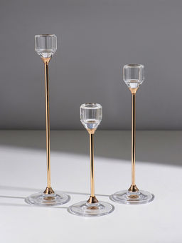 Набор подсвечников на 1 свечу «Грань», d=2.5 см, 3 шт., прозрачный с золотом