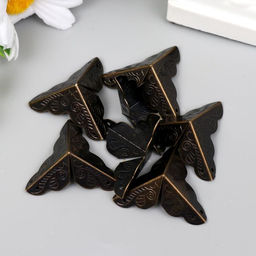 Цена за 10 шт. Уголок для шкатулок металл Узоры бронза 2,5х2,5х2,5 см - Арт узор фото 3