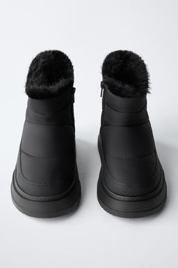 QUILTED FAUX FUR ANKLE BOOTS - Zara фото 4