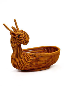 Корзина плетёная для хранения «Олень», 30×23×30 см, пластиковая, коричневая