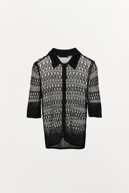 OPEN KNIT POLO TOP - Zara фото 5