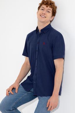 U. S. Polo Assn Мужская темно-синяя рубашка с коротким рукавом - U.s. polo assn фото 2