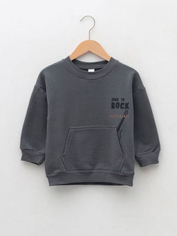 Bisiklet Yaka Uzun Kollu Bask?l? Erkek Bebek Sweatshirt