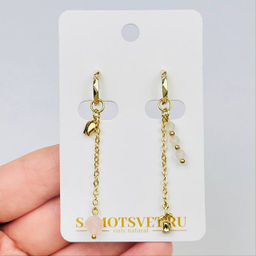 Серьги длинные из Розового кварца