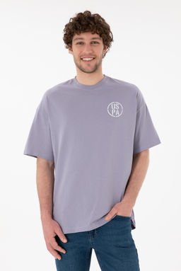 Erkek Oversize Fit Bisiklet Yaka Gri Ti__rt Sepette S_rpriz _ndirim