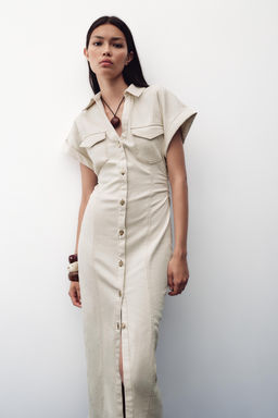 MIDI DRESS WITH GATHERED WAIST - Zara фото 20