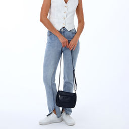 Сумка женская кросс-боди на молнии, 20×8.5×15 см, серая