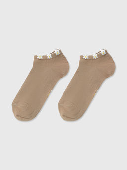 Цена за 5 пар! Носки женские коричневые с рисунком в виде цветочков - Mark formelle фото 3