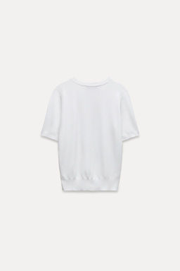 BASIC PLAIN KNIT TOP WITH SHORT SLEEVES - Zara фото 19