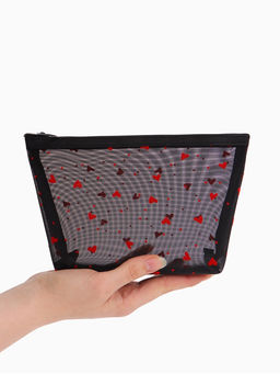 Косметичка женская Little love, с рисунком, на молнии, чёрная