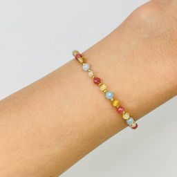 Браслет для Весов из Аквамарина,Рутилового кварца и Родонита