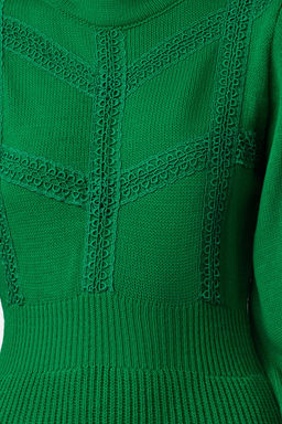 Yesil Mini Triko Dantelli Elbise TWOAW22EL0011