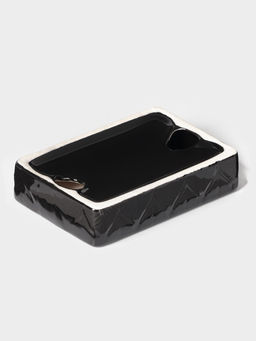 Набор для ванной «Лепесток», 3 предмета, дозатор для мыла, стакан, мыльница, чёрный