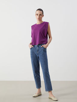 Beli Lastikli Slim Mom Kad?n Jean Pantolon