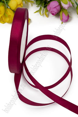 Лента атласная 1 см*25 ярд (10 бобин) SF-1361, бордовый №037