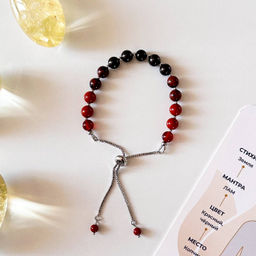 Браслет "Муладхара" из камней для проработки первой чакры регулируемый от 15 см