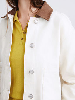 Kontrast Yaka Oversize Kad?n Ceket