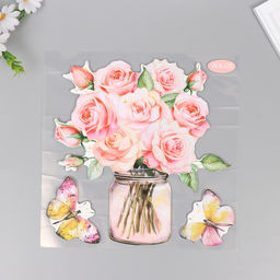 Наклейка интерьерная Розовые розы, пластик, 40?31 см