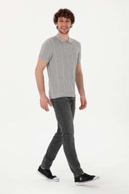 Erkek Slim Fit Polo Yaka A__k Gri Ti__rt - U.s. polo assn фото 4