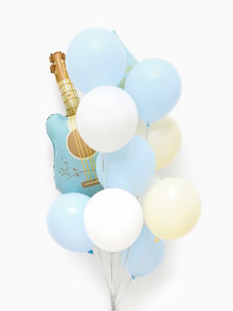 Воздушные шары "Голубая гитара" фольга, латекс, набор 12 штук