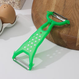 Овощечистка Доляна «Горох», двухсторонняя, 17.5 см, зелёная