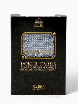 Цена за 2 шт. Карты игральные пластиковые 54 шт. «Время игры», для покера, 9.5×6.5 см, синяя рубашка