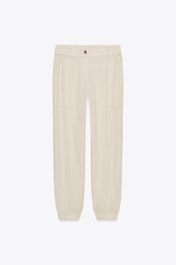LINEN BLEND JOGGER TROUSERS - Zara фото 12