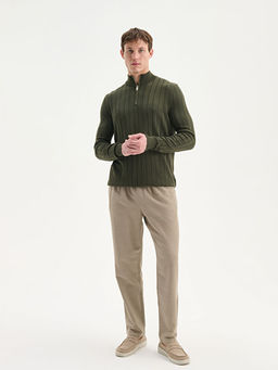 Fermuarl? Dik Yaka Erkek Triko Kazak