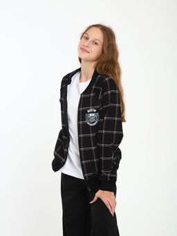 Толстовка бомбер Колледж черная клетка Ладошки  фото 15
