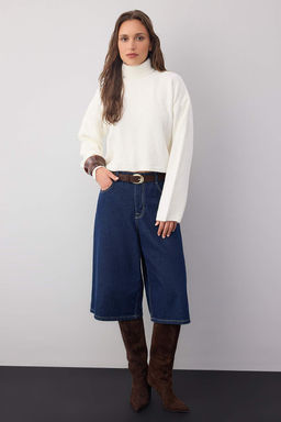 Kahverengi Wardrobe Essentials Genis Kal?p Yumusak Dokulu Crop/K?sa Triko Kazak TWOAW26KZ00113 - Trendyolmilla фото 8