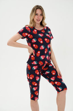 Пижама женская из интерлока Социал матрешка на черном - Амадэль фото 5