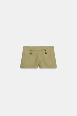 SHORTS MINI BOTONES / Khaki - Zara фото 4