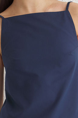 Trendyolmilla Lacivert S?rt Dekolteli Dokuma Bluz TWOSS25BZ00100