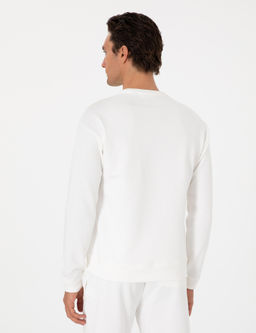 Ekru Comfort Fit Bisiklet Yaka Sweatshirt - Cacharel фото 5