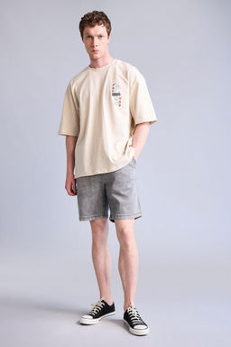%100 Pamuk Naruto Boxy Fit K_sa kollu Bask_l_ Ti__rt - Defacto фото 2