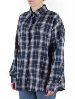 C01 BLUE/BEIGE Рубашка женская оверсайз (95% хлопок, 5% спандекс)