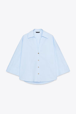 WIDE-SLEEVE POPLIN SHIRT - Zara фото 7