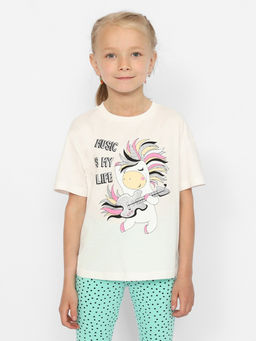 CRB wear/CWKG 90151-21 Комплект для девочки (футболка, брюки типа легинсы),экрю/Ex.Cherubino  фото 2